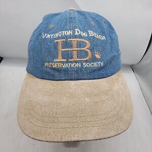 Huntington Dog Beach Preservation Society Headmaster Blue Denim Baseball Hat Cap